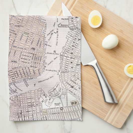 ニューヨークシティ(1884年)のヴィンテージの地図 キッチンタオル (四つ折り)
