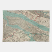 ニューヨークシティ(1890年)のヴィンテージの地図 キッチンタオル (横)