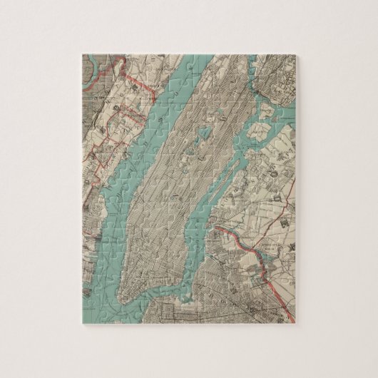 ニューヨークシティ(1890年)のヴィンテージの地図 ジグソーパズル (縦)