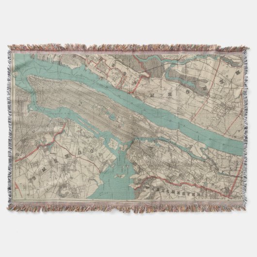 ニューヨークシティ(1890年)のヴィンテージの地図 スローブランケット (正面)