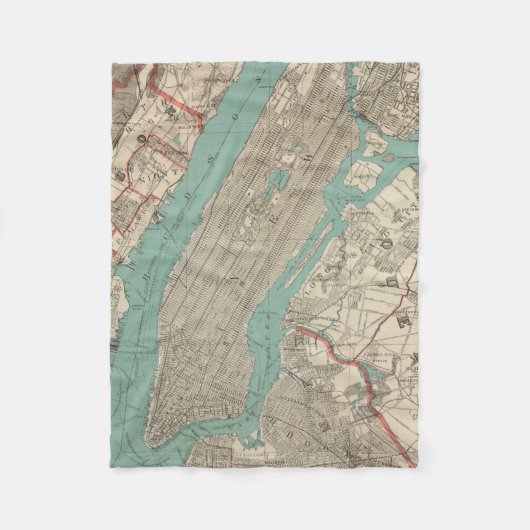 ニューヨークシティ(1890年)のヴィンテージの地図 フリースブランケット (正面)