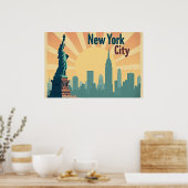ニューヨークシティ – 30"x20" アールデコ調スカイラインポスター ポスター (キッチン)