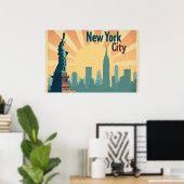 ニューヨークシティ – 30"x20" アールデコ調スカイラインポスター ポスター (ホームオフィス)