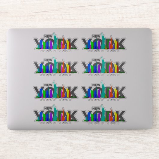 ニューヨークシティ | 8"x 8" – 光沢トランペアレント シール (コンピューター)