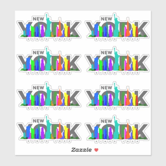 ニューヨークシティ | 8"x 8" – 光沢トランペアレント シール (シート)