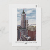 ニューヨークシティNY,ザ・シンガー建物の古い葉書 ポストカード (正面/裏面)