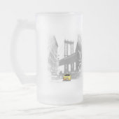 ニューヨークシティNYCイエロータクシブルックリンブリッジ フロストグラスビールジョッキ (左)