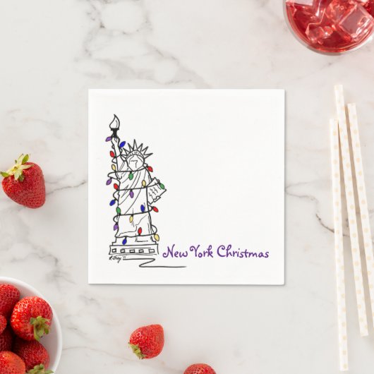 ニューヨークシティNYCクリスマスコレクションリバティホリデー スタンダードカクテルナプキン (インサイチュ)