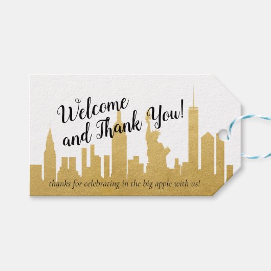 ニューヨークシティNYCスカイラインウェルカムギフトメッセージカード ギフトタグ (正面(横))