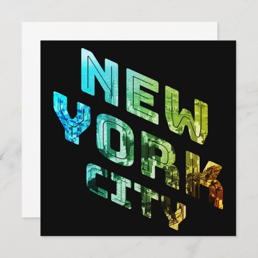 ニューヨークシティNYCスカイラインダウンタウンマンハッタンメトロ 招待状 (正面/裏面)