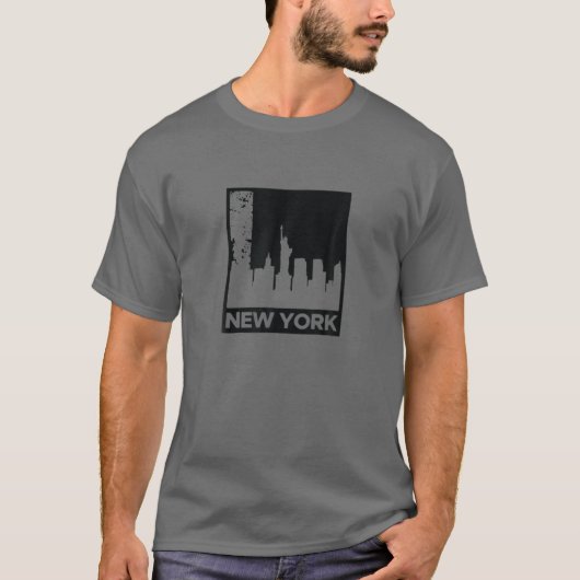 ニューヨークシティNYCスカイラインレトロ70S 80Sサンセットスター Tシャツ (正面)