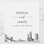 ニューヨークシティNYCスカイライン ワインラベル (シングルラベル)