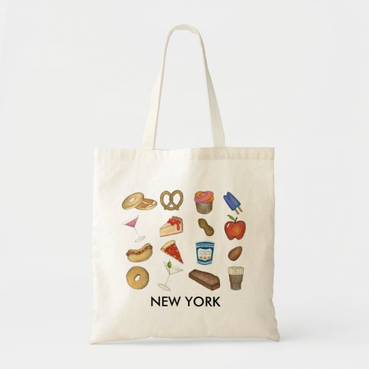 ニューヨークシティNYCフーズグルメバーゲルプレッツェル トートバッグ (正面)