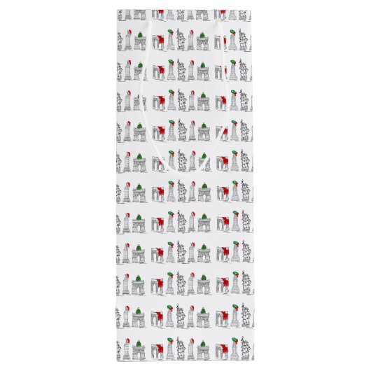 ニューヨークシティNYCランドマーククリスマスクリスマスワインバッグ ワインギフトバッグ (裏面)