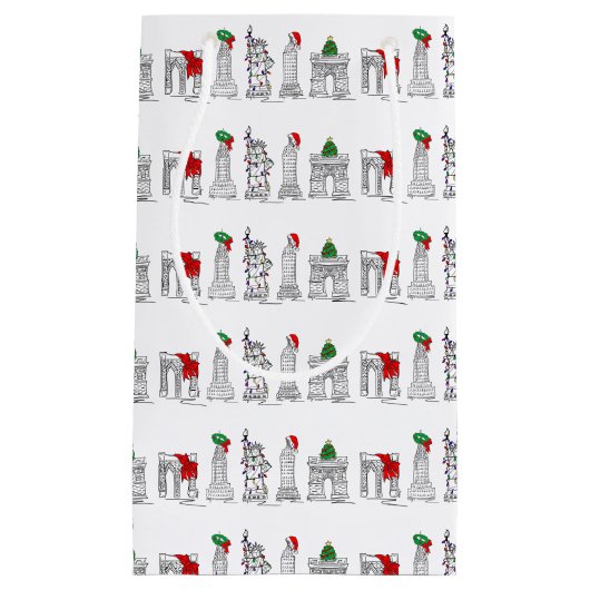 ニューヨークシティNYCランドマーククリスマスクリスマスGiftbag スモールペーパーバッグ (正面)