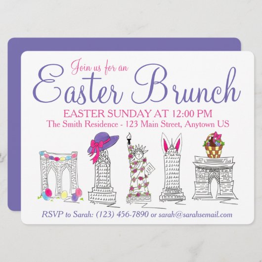 ニューヨークシティNYCランドマークス復活祭ブランチ 招待状 (正面/裏面)