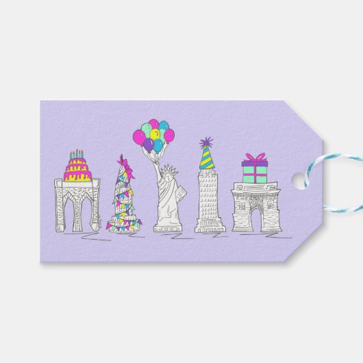 ニューヨークシティNYCランドマークス誕生日パーティー ギフトタグ (正面(横))