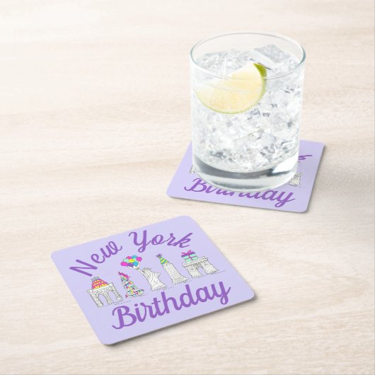 ニューヨークシティNYCランドマークス誕生日パーティー スクエアペーパーコースター (インサイチュ)