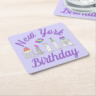 ニューヨークシティNYCランドマークス誕生日パーティー スクエアペーパーコースター