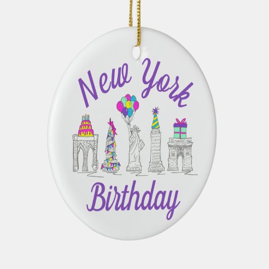 ニューヨークシティNYCランドマークス誕生日パーティー セラミックオーナメント (右)