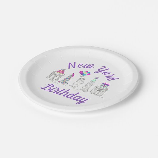 ニューヨークシティNYCランドマークス誕生日パーティー ペーパープレート (アングル)
