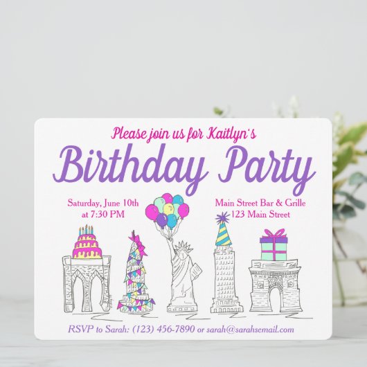 ニューヨークシティNYCランドマークス誕生日パーティー 招待状 (スタンド正面)