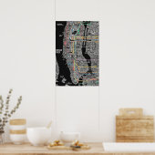 ニューヨークシティNYC地下鉄ポスタープリントマップ ポスター (キッチン)