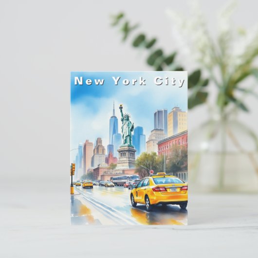 ニューヨークシティUSAトラベルウォーター色 ポストカード (スタンド正面)