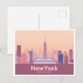 ニューヨークシティUSAパステルトラベル ポストカード (正面/裏面)