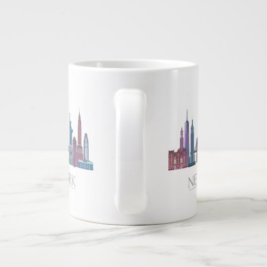ニューヨークスカイラインカラー建物 ジャンボコーヒーマグカップ (裏面)