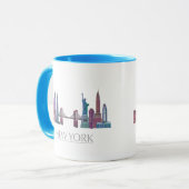 ニューヨークスカイラインカラー建物 マグカップ (正面左)