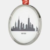 ニューヨークスカイラインシルエットブラックアメリカンエレガント メタルオーナメント (左)