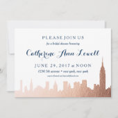 ニューヨークスカイラインフェイクバラ金ゴールドブライダルシャワー 招待状 (正面)