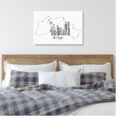 ニューヨークスカイラインミニマリストストレッチカンバアート キャンバスプリント (インサイチュ (寝室))