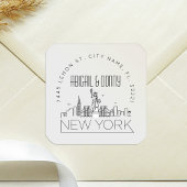 ニューヨークスカイライン |事前にアドレス指定された封筒用シール スクエアシール