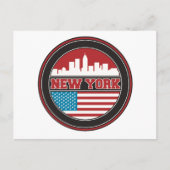 ニューヨークスカイライン |統一された州フラグ ポストカード (正面)