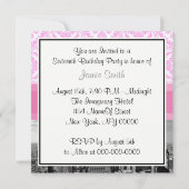 ニューヨークスカイラインBW D4PピンクダマスクSweet 16パーティー 招待状 (裏面)
