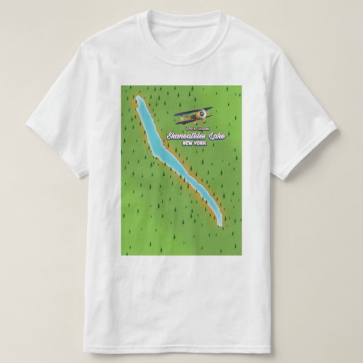 ニューヨークスケネアテルレイクの地図 Tシャツ (デザイン正面)