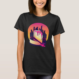 ニューヨークスタイルチーズケーキ合成波80sレトロウェーブ tシャツ