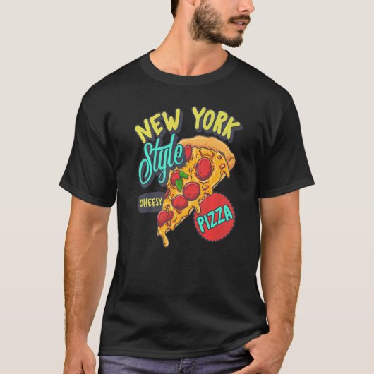 ニューヨークスタイルピザチーズおいしい薄い地殻F Tシャツ (正面)
