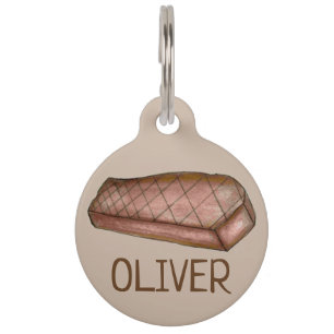 ニューヨークストリップステーキグリル肉グルメブラウンタン ペット　ネームタグ