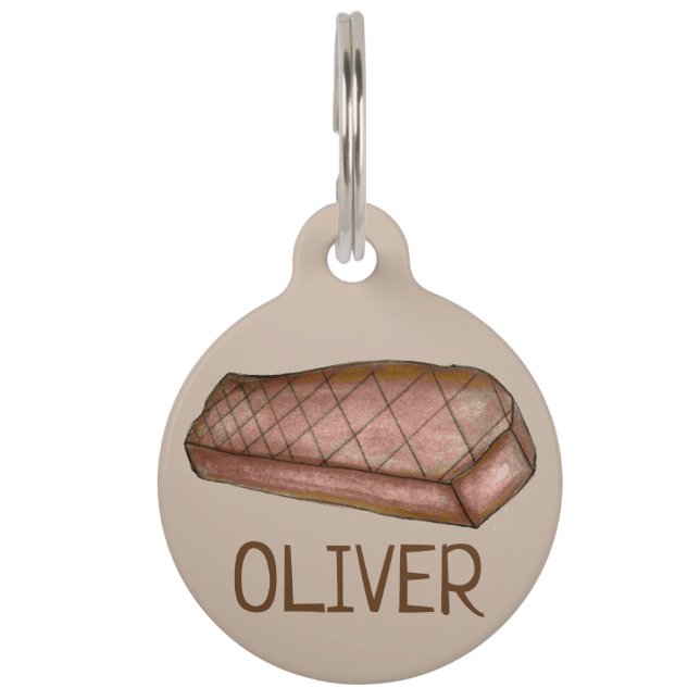 ニューヨークストリップステーキグリル肉グルメブラウンタン ペット　ネームタグ (正面)