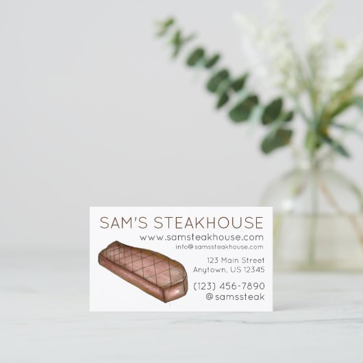 ニューヨークストリップステーキステーキステーキハウスレストランフード 名刺 (スタンド正面)
