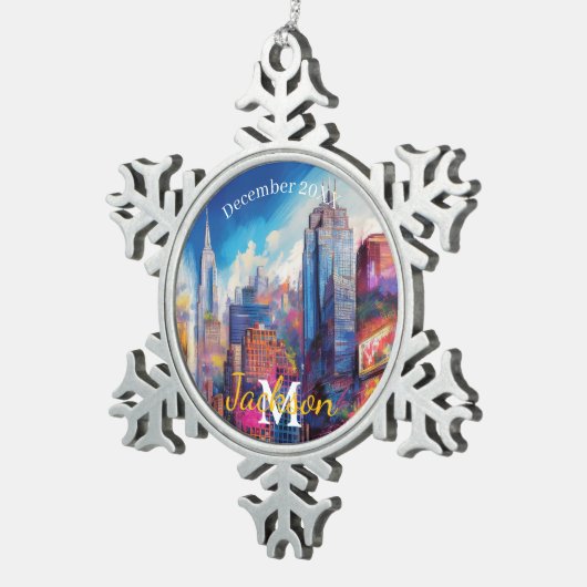 ニューヨークスノーフレークピュータークリスマスオーナメント スノーフレークピューターオーナメント (右)