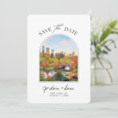 ニューヨークセントラルパーク秋の結婚式の日付を保存 招待状 (スタンド正面)