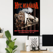 ニューヨークセントラル鉄道のナイアガラ型蒸気機関車（アメリカ国旗付き） ポスター (ホームオフィス)