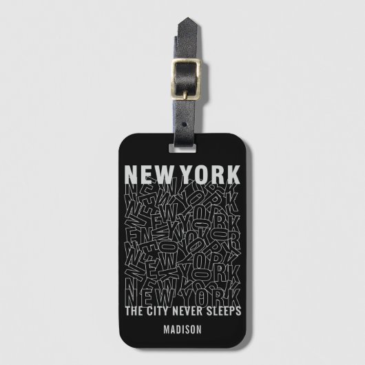 ニューヨークタイポグラフィ名前をカスタムする ラゲッジタグ (正面縦)