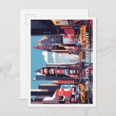 ニューヨークタイムズスクエアポップ・アートのートトラベルイラストレーション ポストカード (正面/裏面)