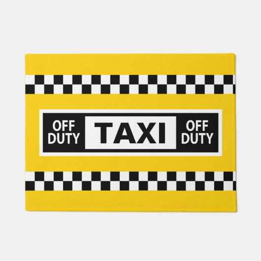 ニューヨークタクシードライバーオフデューティイエロー白黒 ドアマット (正面)