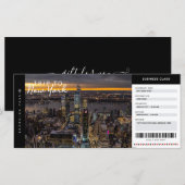 ニューヨークトリップボーディングパストラベルバケーションチケット (正面/裏面)